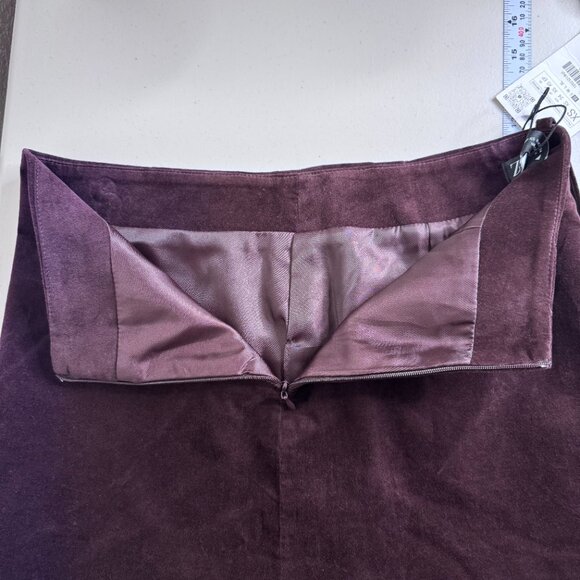 NWT Zara Mini Skirt High Waist Woman's XS Burgundy Aubergine Velveteen - Picture 5 of 10